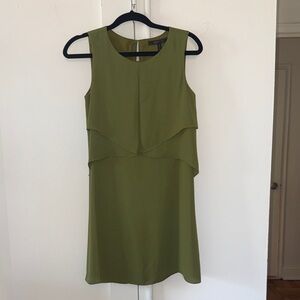 BCBGMaxAzria Olive Green Layered Sleeveless Mini Dress